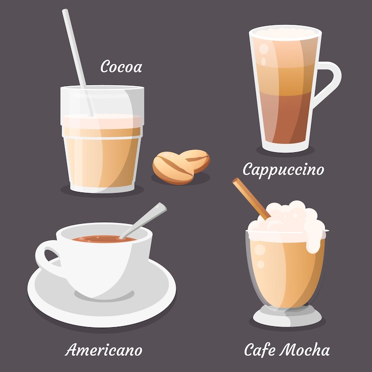 Vector colección de tipos de café