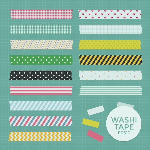 Colección de tiras de cinta Washi con dibujos lindos