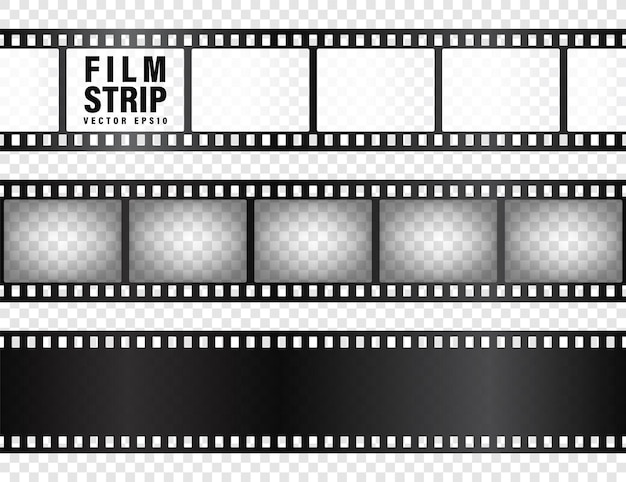 Colección de tiras de películas realistas tiras de películas de cine viejos retro ilustración vectorial grabación de video