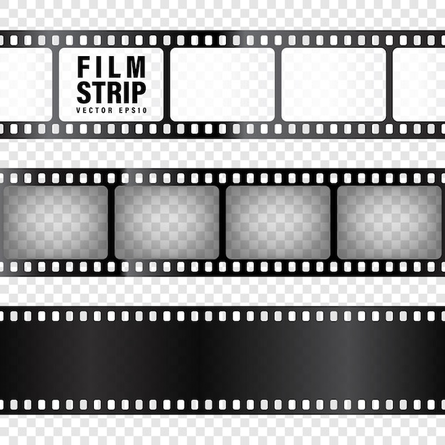 Colección de tiras de películas realistas Tiras de películas de cine viejos retro Ilustración vectorial Grabación de video