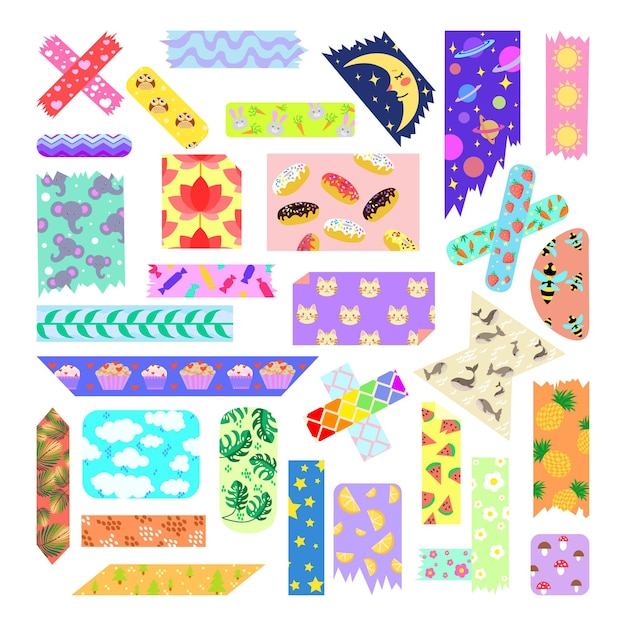 Colección de tiritas y adhesivos con estampados de colores