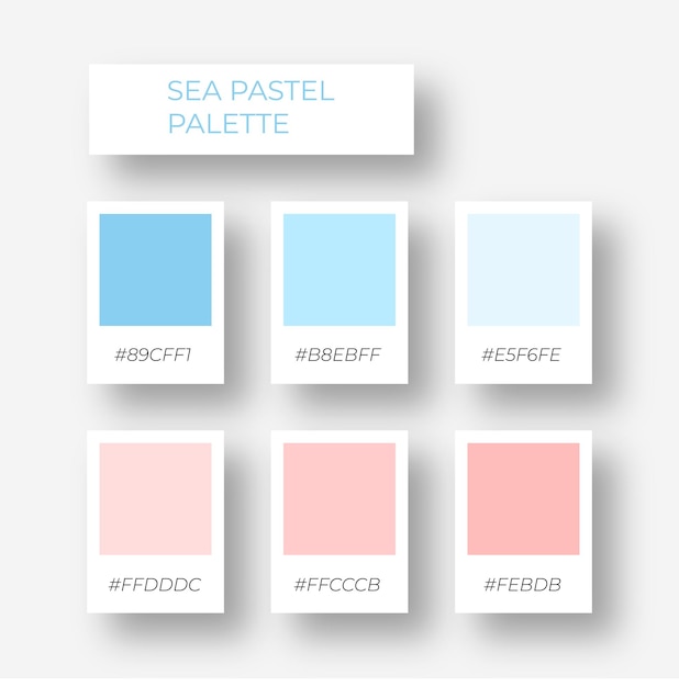 Colección de tonos de color pastel Plantilla de paleta pastel de amor azul rosa. Colores suaves de moda modernos