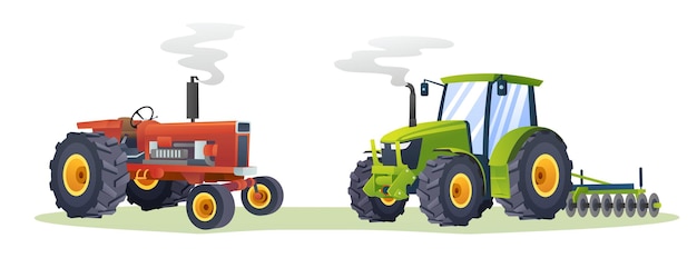 Vector colección de tractores agrícolas ilustración aislada