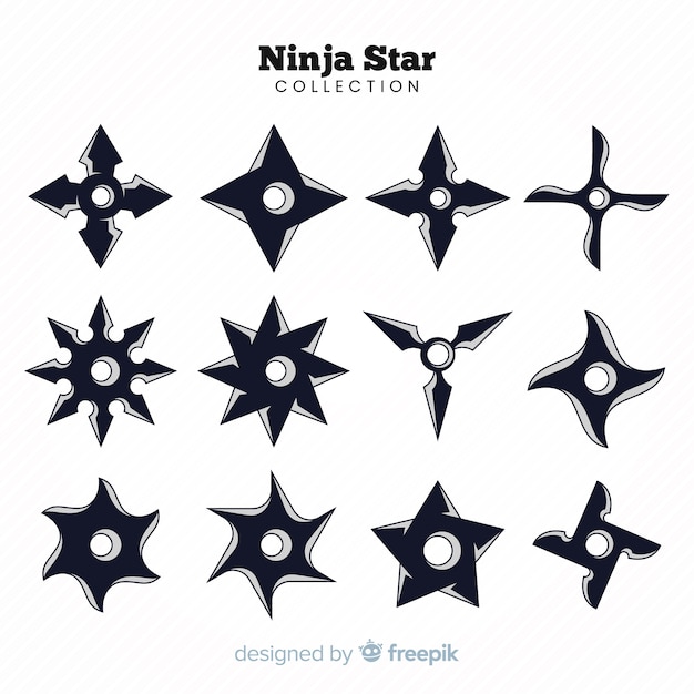 Colección tradicional de estrella ninja con diseño plano