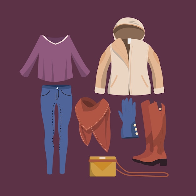 Vector colección de trajes de invierno para mujer