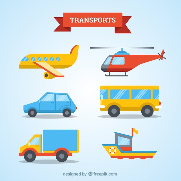 Vector colección de transportes de diseño plano