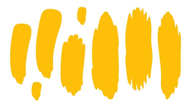 Una colección de trazos de marcador amarillo en la ilustración vectorial para proyectos de diseño creativo
