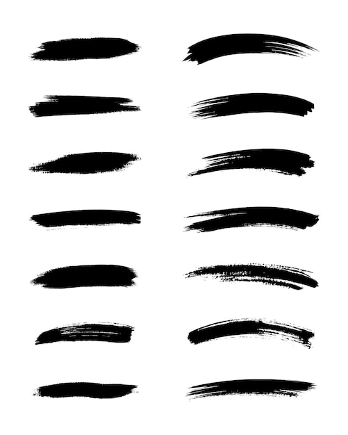 Colección de trazos de pincel negro vectorial