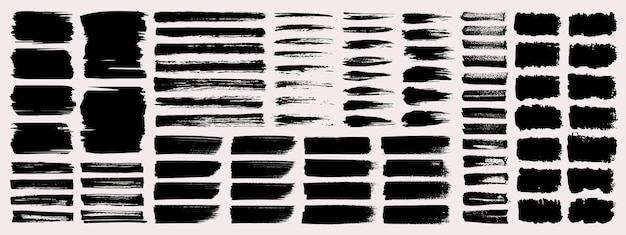 Colección de trazos de pincel de pintura vectorial o salpicaduras de tinta o líneas grunge y elementos de diseño