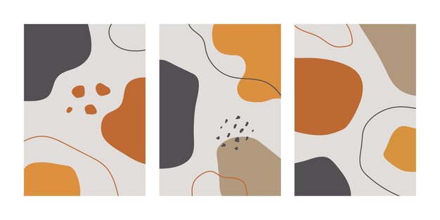 Una colección de tres fondos abstractos Dibujo manual de varias formas y objetos de garabato