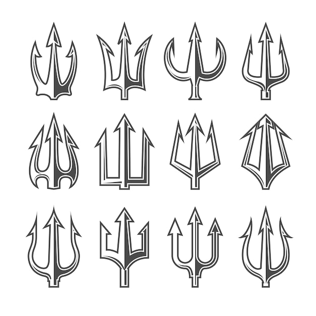 Colección de tridentes del diablo satanás personal tridente arpón horca vector