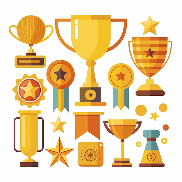 una colección de trofeos vector