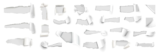 Colección de trozos de papel hojas de papel blanco Ilustración vectorial