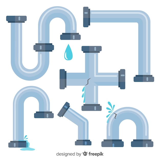 Vector colección de tuberías de agua de diseño plano