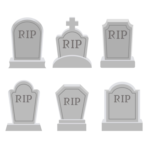 La colección de tumba o lápida en estilo vector plano. recurso gráfico sobre grave para gráfico, halloween