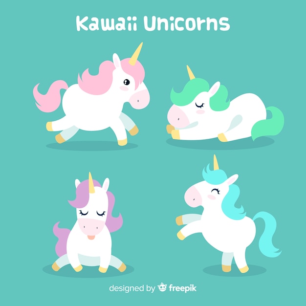 Colección de unicornios estilo kawaii