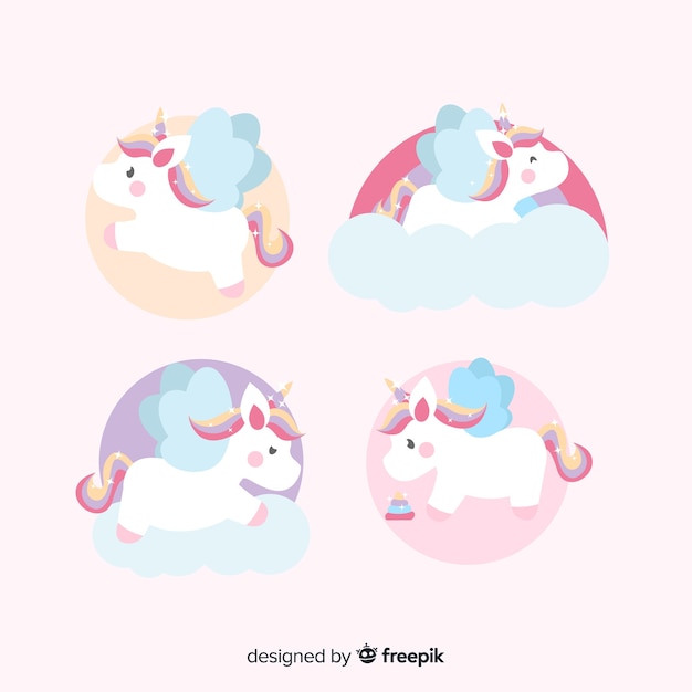 Colección de unicornios estilo kawaii