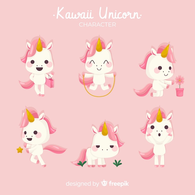 Colección de unicornios estilo kawaii