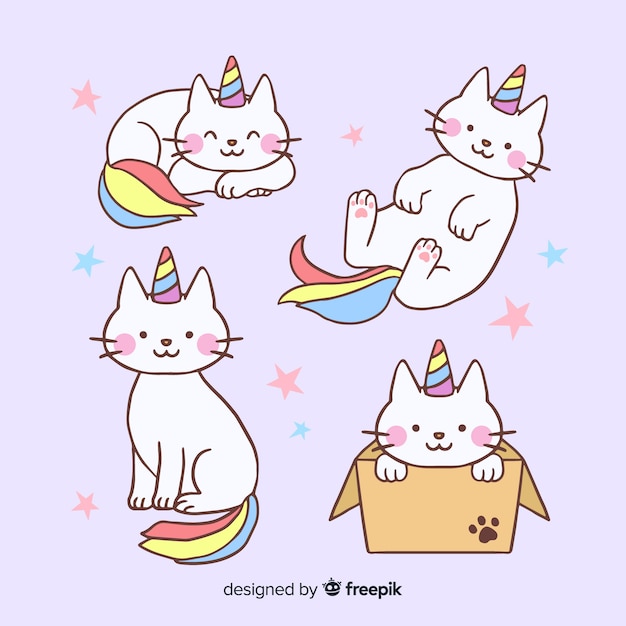 Colección de unicornios estilo kawaii