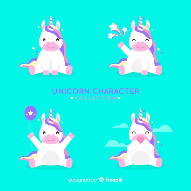 Colección de unicornios estilo kawaii