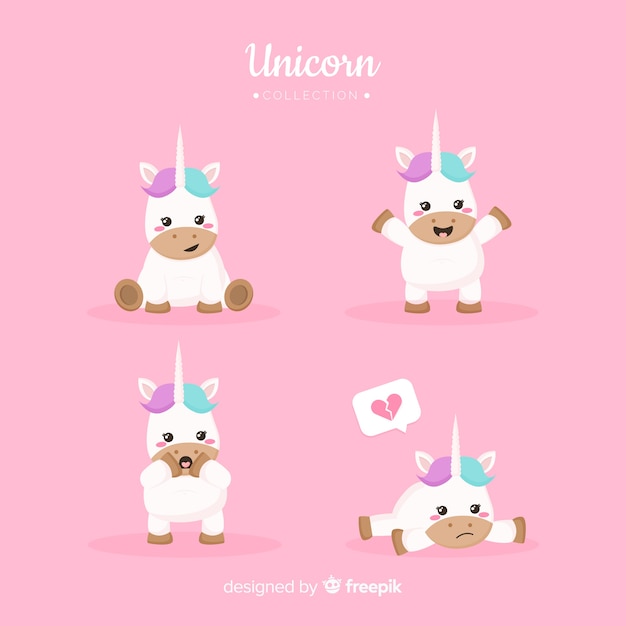 Colección de unicornios estilo kawaii