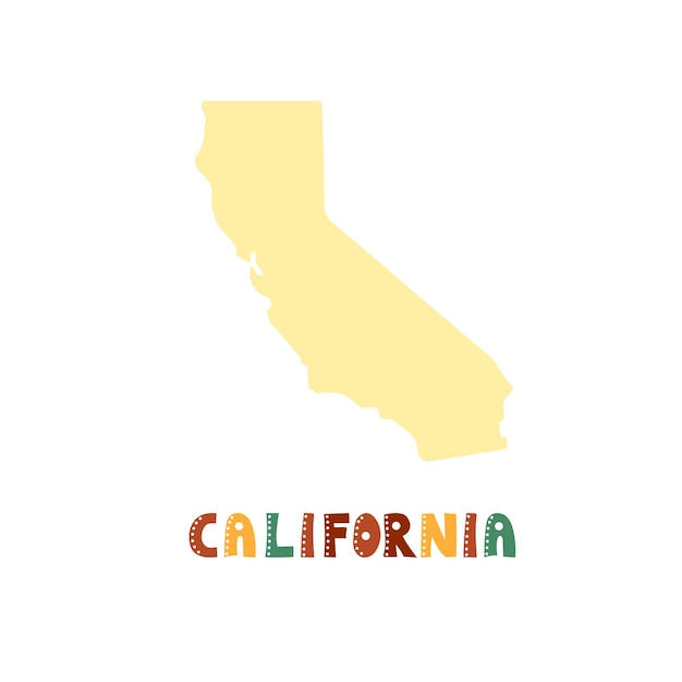 Colección USA. Mapa de California - silueta amarilla