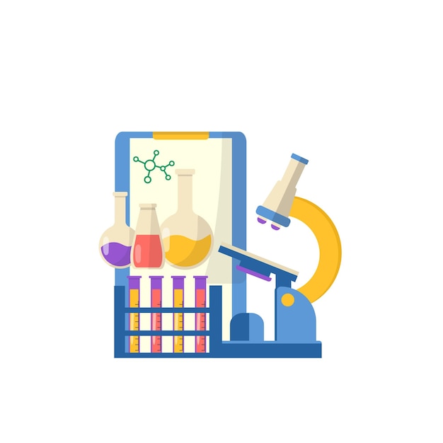 Colección de útiles escolares con cuaderno y seet para medicina, química. Vector fondo de regreso a la escuela con papelería.