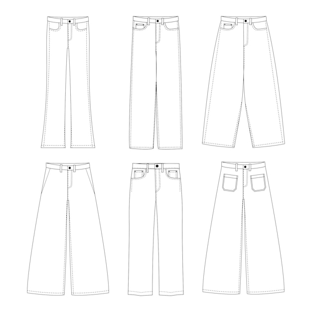 Colección de vaqueros de piernas anchas Vector para damas