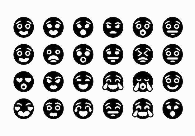 Colección de varias caras de emoticones