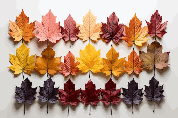 Colección de varias hojas de otoño aisladas sobre un fondo blanco Colorido follaje de otoño