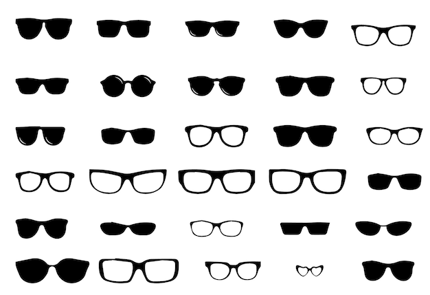 Colección de varias siluetas de gafas de sol y gafas
