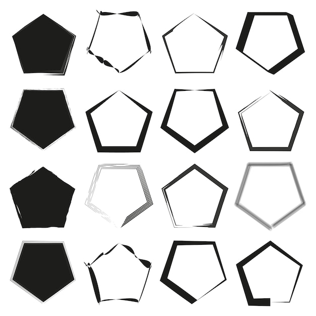 Colección de varios contornos de hexágono Conjunto de formas hexagonales geométricas Elementos de diseño vectorial