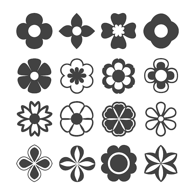 Colección de varios iconos florales y elementos de diseño