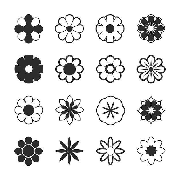 Colección de varios íconos florales