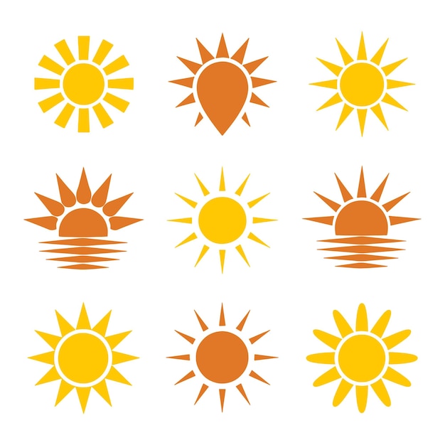 Colección de varios íconos y símbolos solares