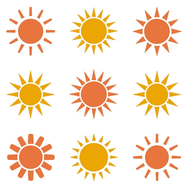 Colección de varios íconos y símbolos solares
