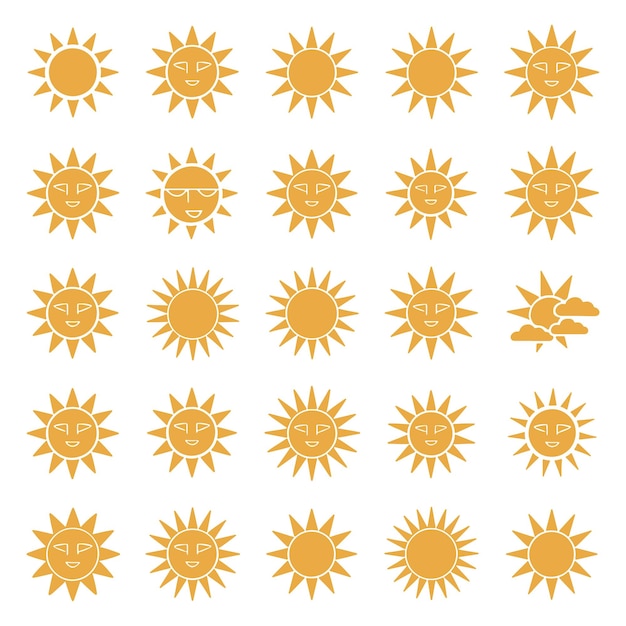 Colección de varios íconos y símbolos solares