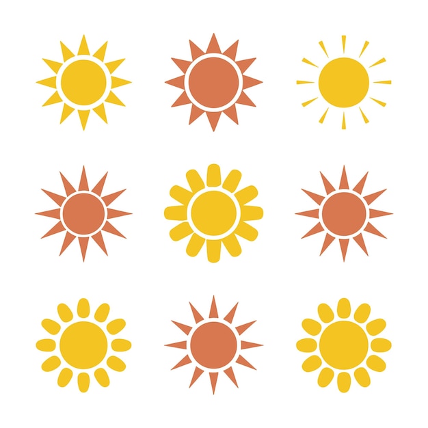 Colección de varios íconos y símbolos solares