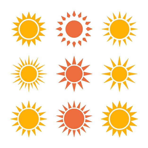 Colección de varios íconos y símbolos solares