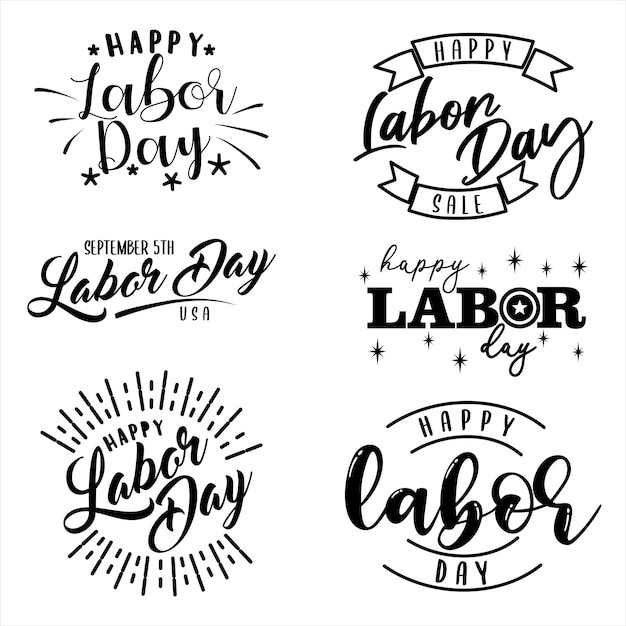 una colección de varios logotipos, incluido un día de trabajo