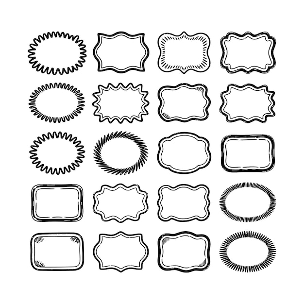 Colección de varios marcos vintage en blanco y negro bordes y elementos de diseño