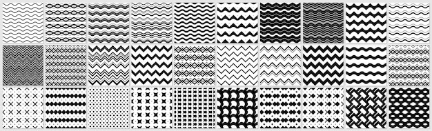 Colección de varios patrones sin costuras en blanco y negro
