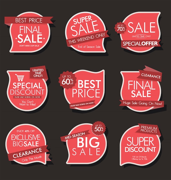 Colección de vector de banners y etiquetas de venta moderna