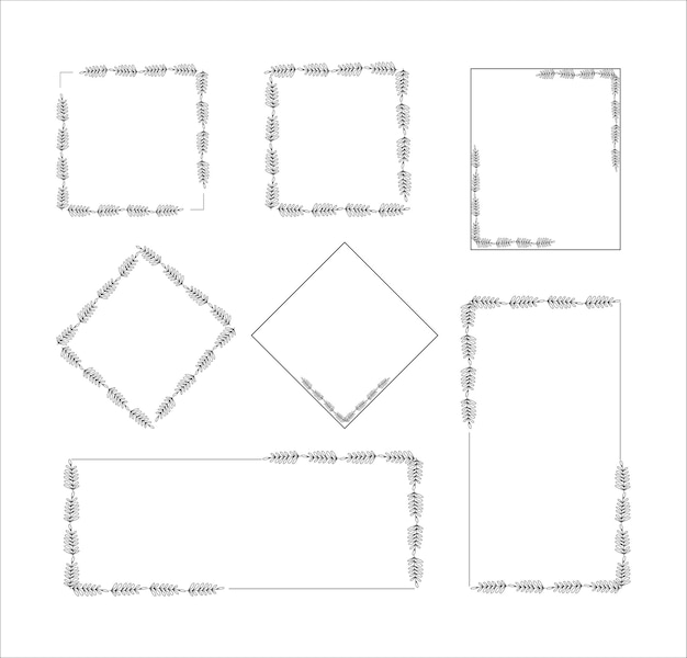 Colección de vector de corona de borde de marco cuadrado