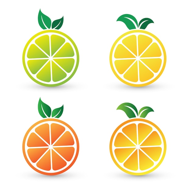 Colección de vector de diseño de logotipo de limón Colección de vector de dibujos animados de diseño naranja