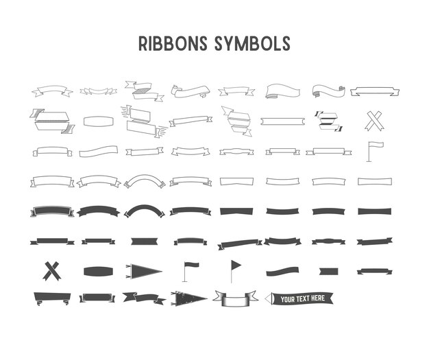 Colección de vector de elementos de diseño decorativo: cintas, banderines, insignias, pegatinas, etiquetas y banderas. Cree sus propias ilustraciones rápidamente.