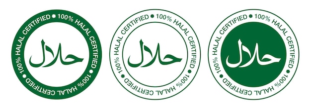 Colección de vector de logotipo certificado halal aislado sobre fondo blanco. Icono halal. Signo halal.