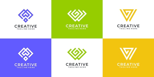 Colección de vector de logotipo de letra inicial creativa w