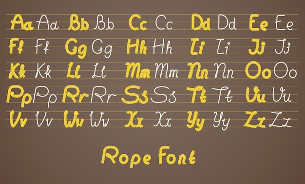 Colección de vectores de alfabeto dibujado a mano Letras de estilo de cuerda