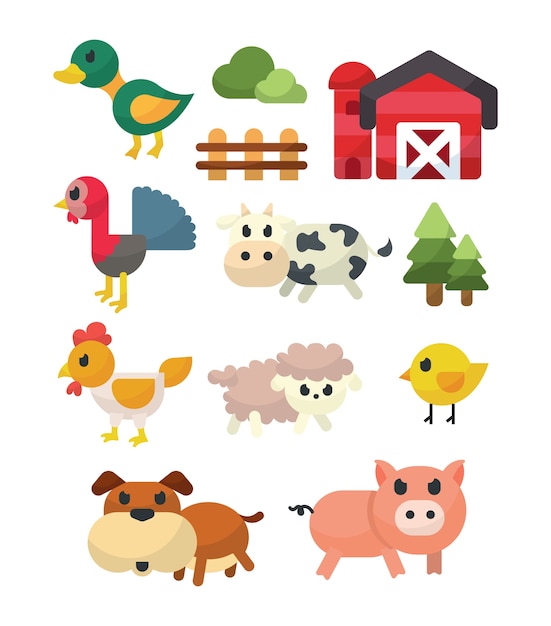 Colección de vectores de animales de granja